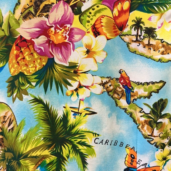 Vintage Y2k Collared Blue Tropical Button Front Sleeveless Dress Womens Medium - Picture 8 of 11